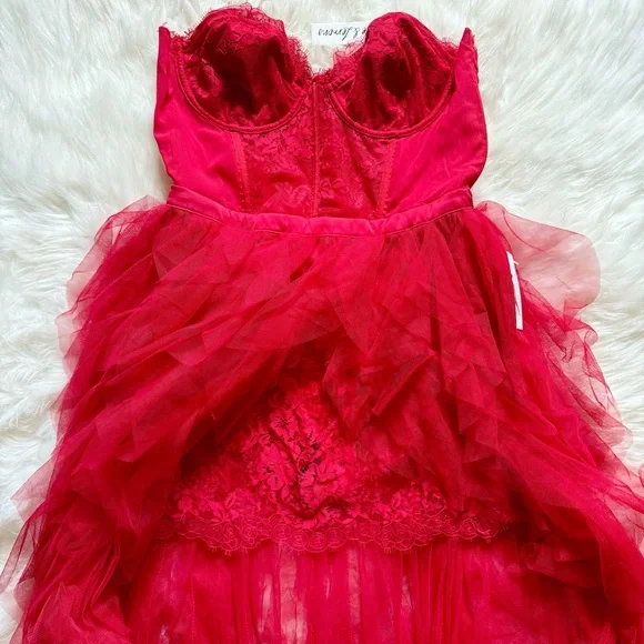 New! FOR LOVE & LEMONS Bustier Gown / Corset Lace Maxi Dress - Picture 8 of 15